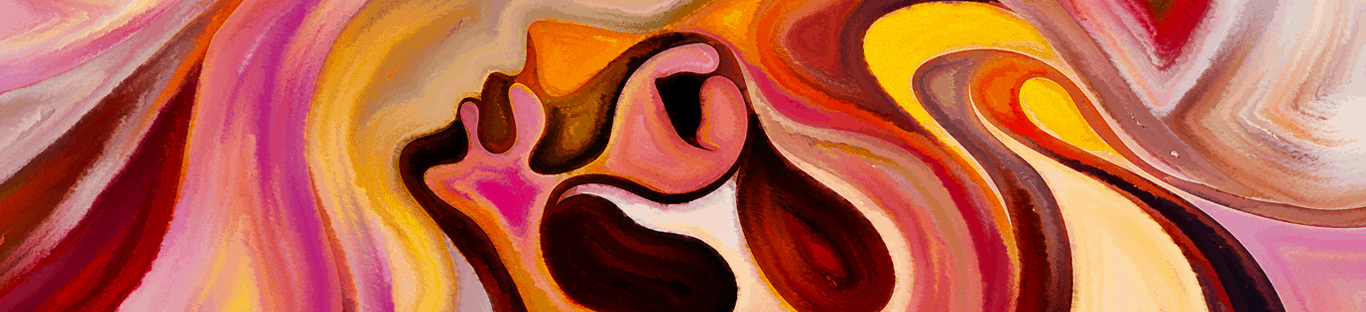 An abstract painting of a woman's face.